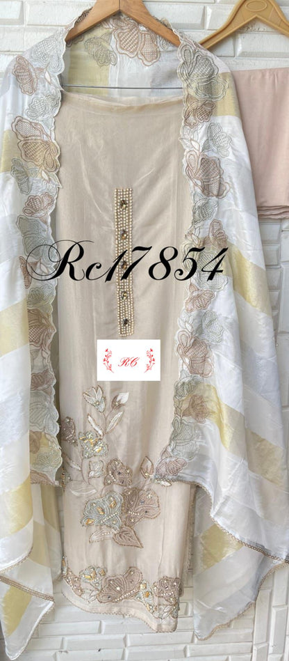 Shimmer silk unstitched ladies suit Rc17854