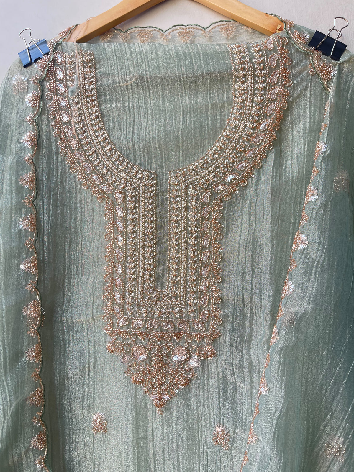 Exquisite Crushed Shimmer Tissue Designer 3 Pcs Suit Set