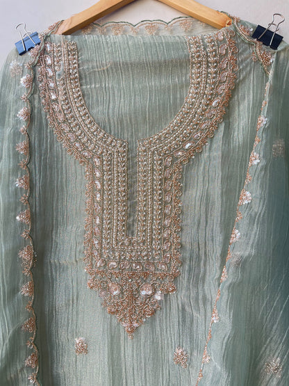 Exquisite Crushed Shimmer Tissue Designer 3 Pcs Suit Set
