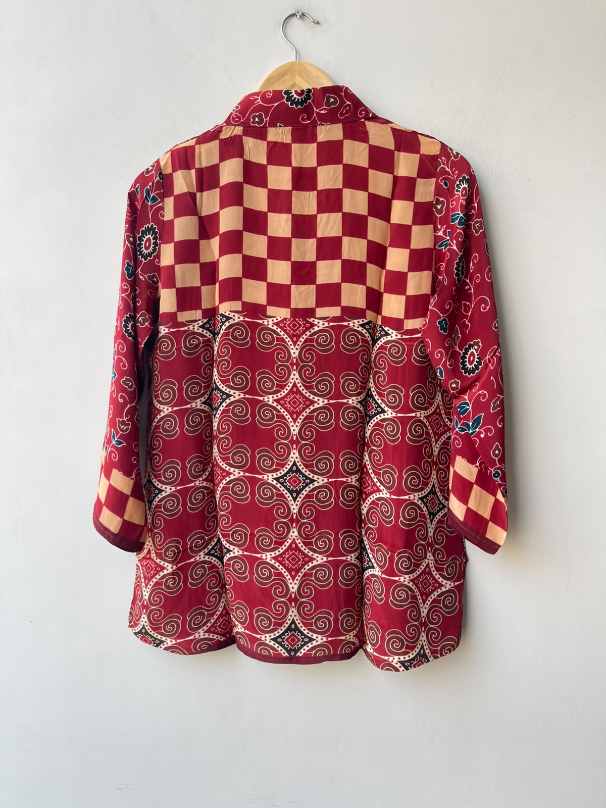 Satin crepe stitched ladies coord shirt Rc19165 (b)