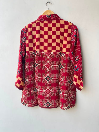 Satin crepe stitched ladies coord shirt Rc19165 (b)