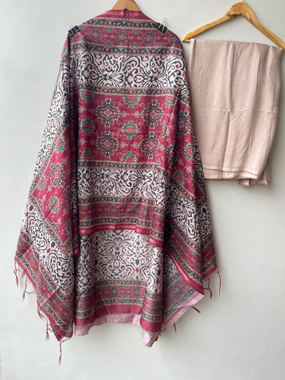 Soft mul chanderi printed unstitched ladies suit Rc18998