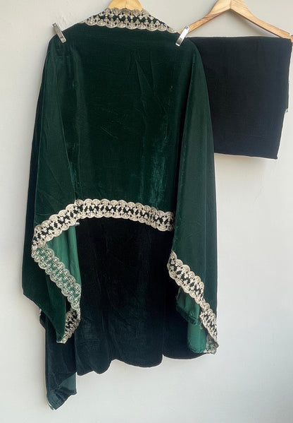 Resham embroidered unstitched velvet ladies suit Rc18838 (d)