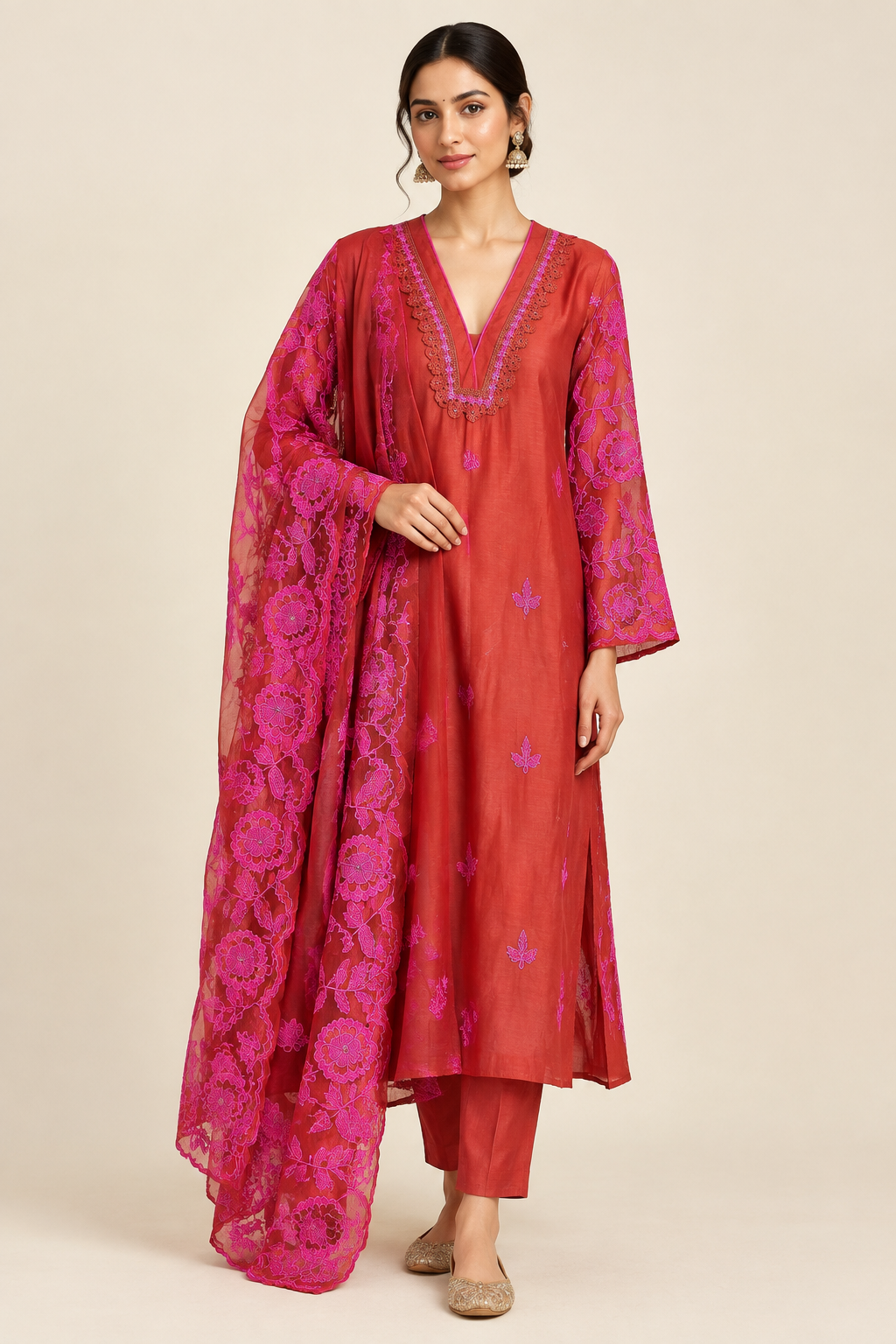 Elegant Unstitched Mul Chanderi 3 Pcs Suit Set
