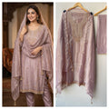 Exquisite Crushed Shimmer Tissue Designer 3 Pcs Suit Set