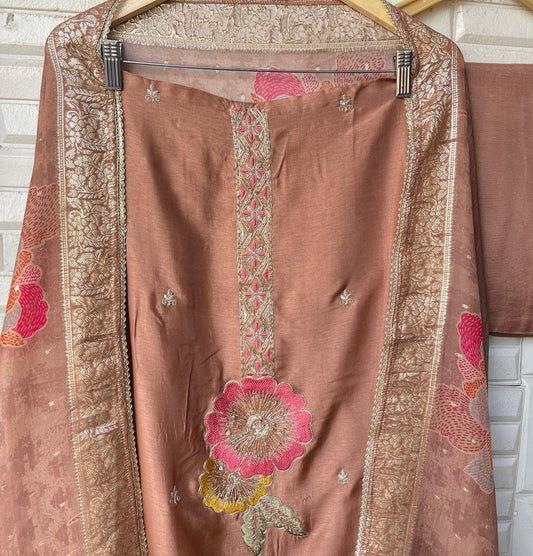 Silk fabric unstitched ladies suit Rc17966