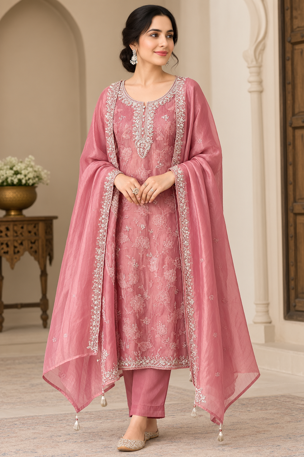 Exquisite Shimmer Tissue Unstitched Designer 3 Pcs Suit Set