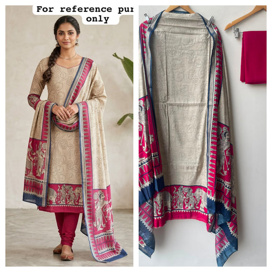 Mul chanderi maheshwari printed unstitched ladies suit Rc19144 (b)