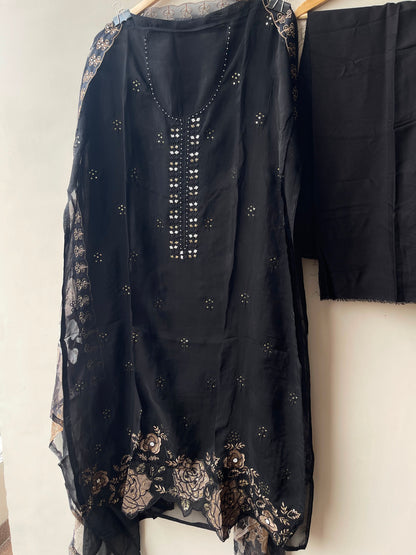 Organza fabric unstitched ladies suit Rc19032