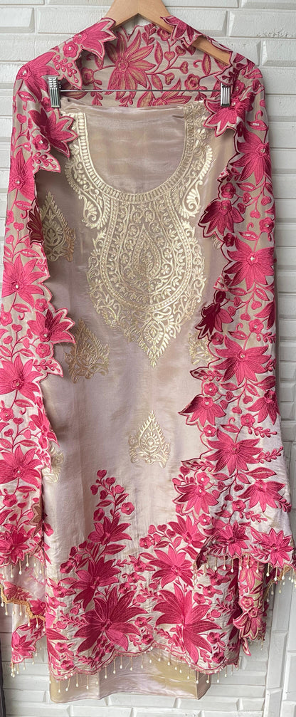 Pure shimmer silk unstitched ladies suit Rc17670