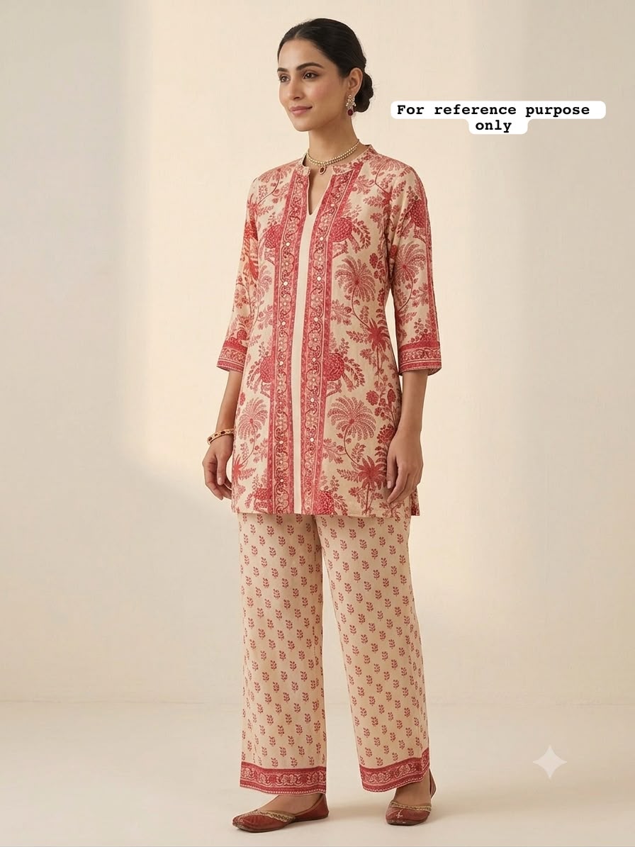 Muslin printed ladies stitched coord set Rc19196