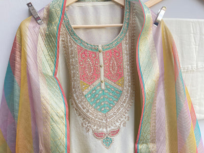 Shimmer silk unstitched ladies suit Rc17907