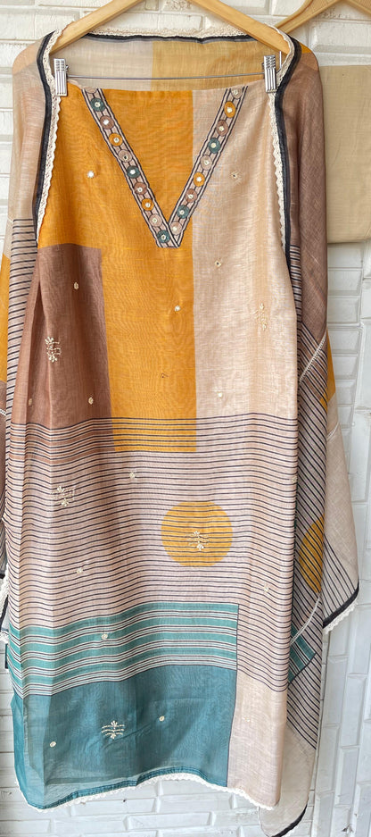 Soft Mul Chanderi Unstitched Ladies Suit RC-18413 – view 6