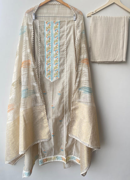 Mul Chanderi Unstitched Ladies Suit RC-18641