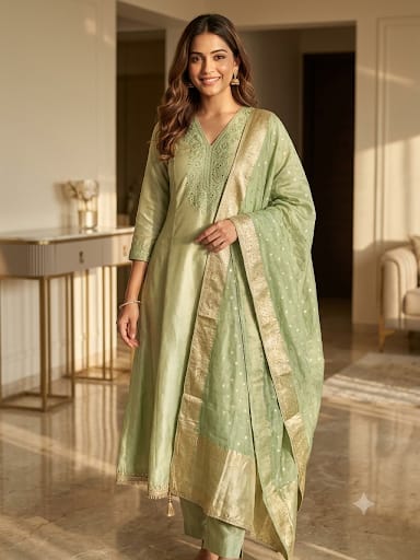Pure Giraffe shimmer silk unstitched ladies suit