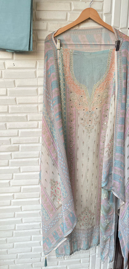 Organza unstitched ladies suit Rc16540