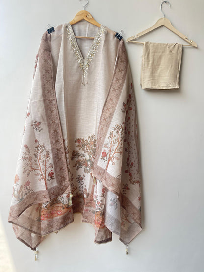 Self shimmer linen unstitched ladies suit Rc18938