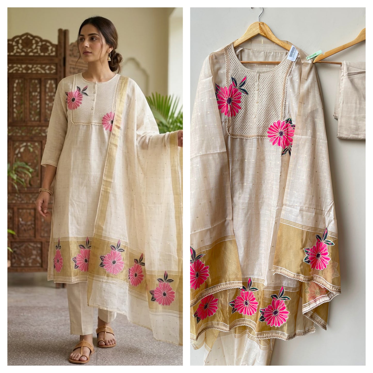 Soft Banarasi weaving mul chanderi unstitched ladies suit Rc18985