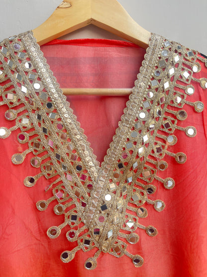 Crape satin unstitched ladies suit Rc17898