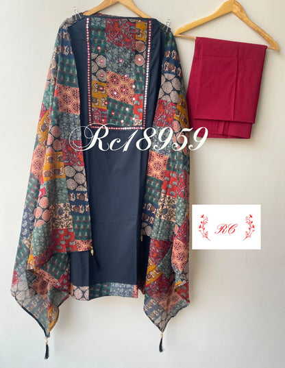 Cotton unstitched ladies suit Rc18959