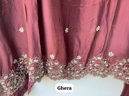 Premium Embroidered Crepe Satin Unstitched 3Pcs Suit Set