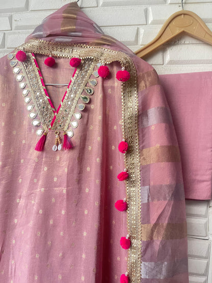 Banarasi shimmer silk unstitched ladies suit Rc17842 (b)