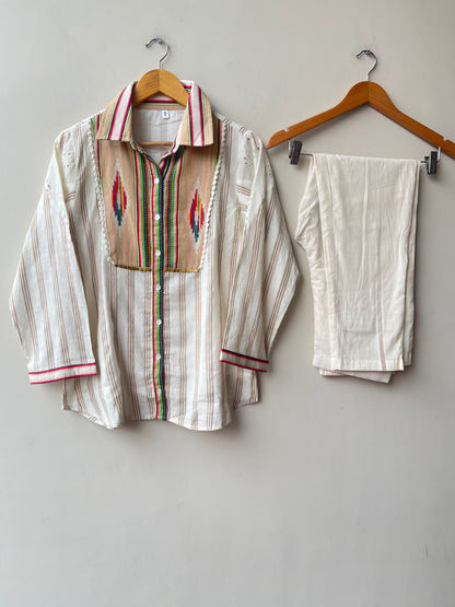 Self linen printed ladies stitched coord set Rc19155