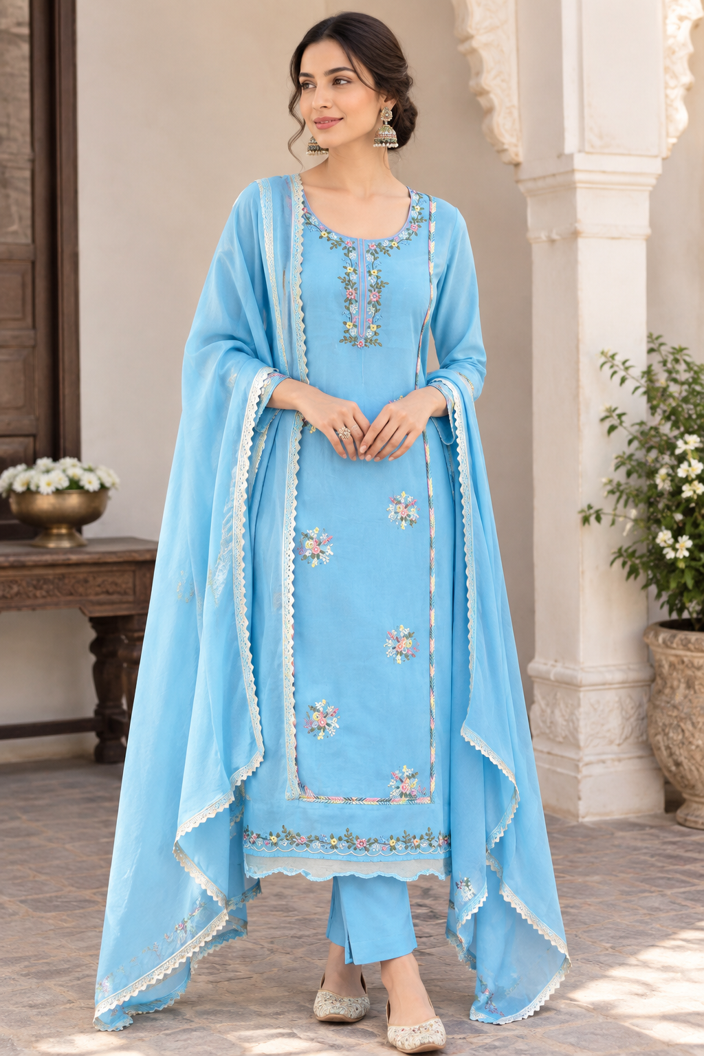 Premium Organza Embroidered Unstitched Suit Set
