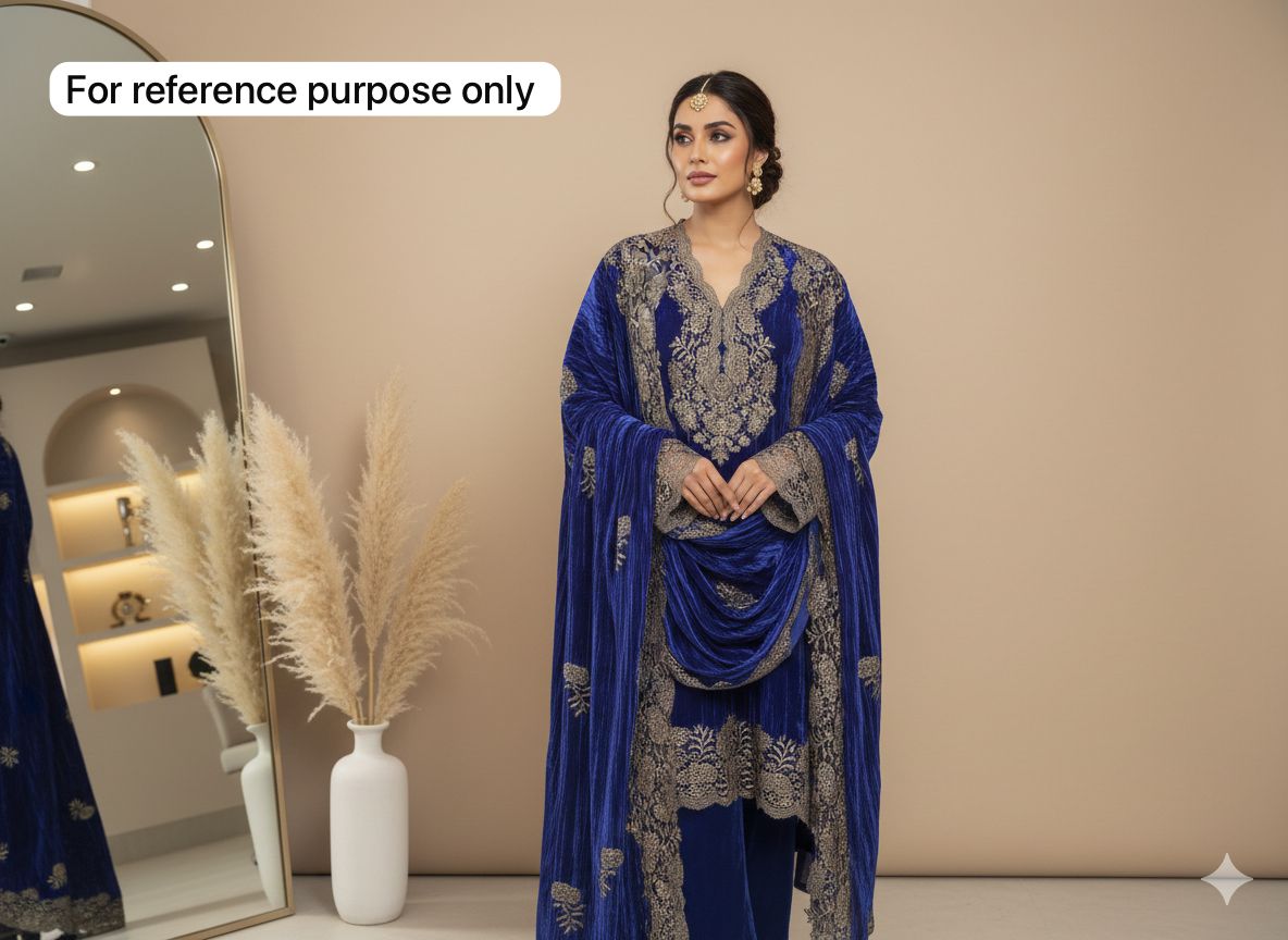 Micra crushed velvet unstitched ladies suit Rc18274