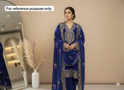 Micra crushed velvet unstitched ladies suit Rc18274