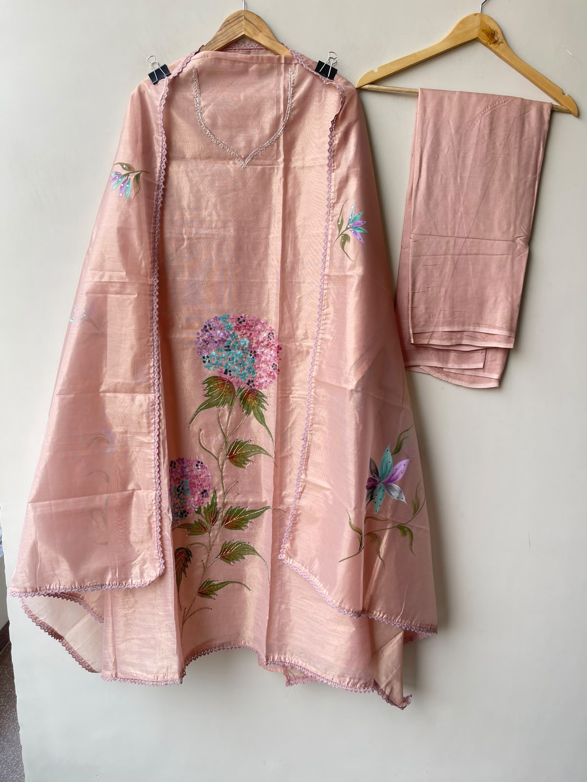 Shimmer Silk Brush Painted Elegant Unstitched Suit Set