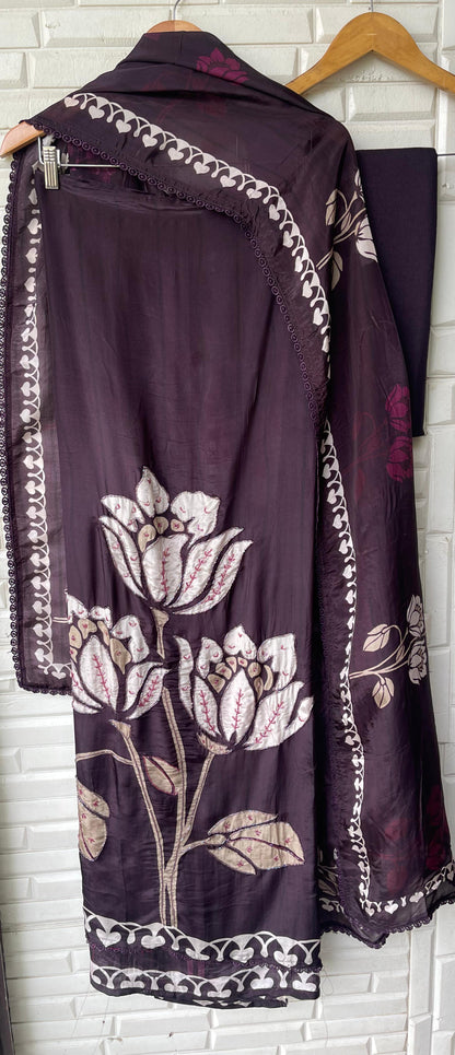 Organza crepe unstitched ladies suit Rc17525