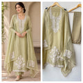 Crushed shimmer tissue 3 stunning color options premium unstitched ladies suit set
