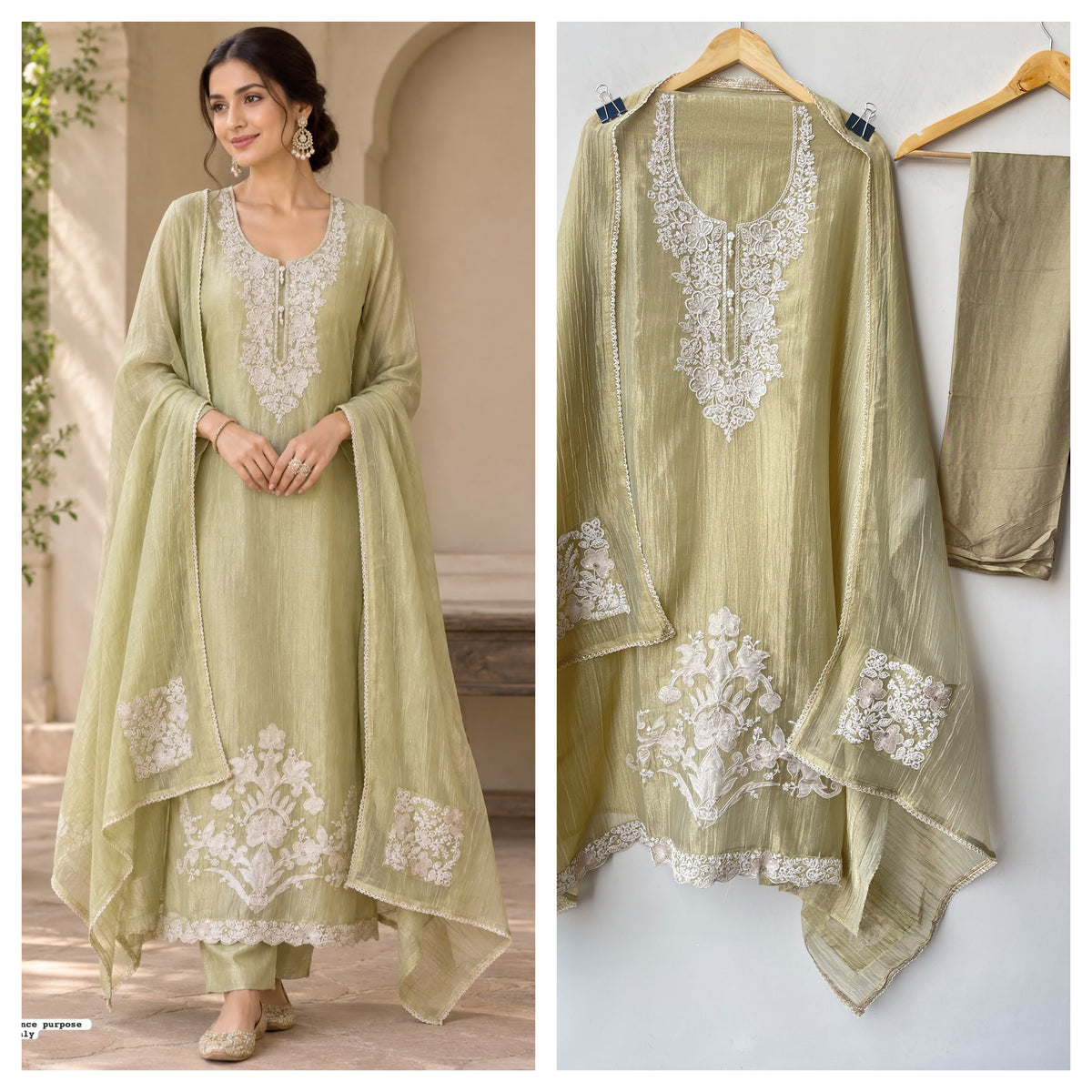 Crushed shimmer tissue 3 stunning color options premium unstitched ladies suit set