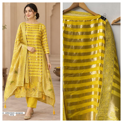Premium Giraffe Silk Woven Unstitched 3 pcs Suit Set