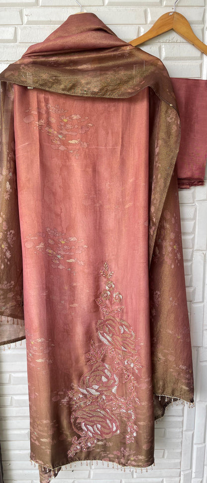 Self shimmer silk unstitched ladies suit Rc17762