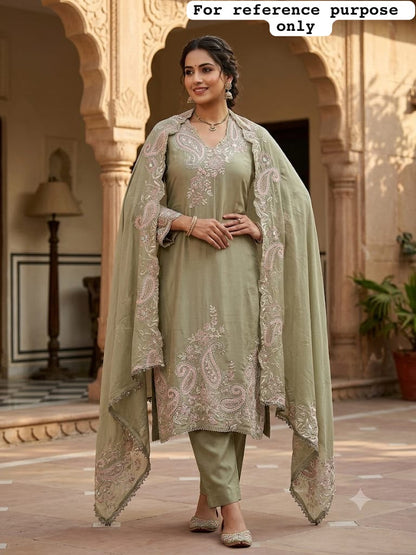 Satin crepe unstitched ladies suit Rc19298 (b)