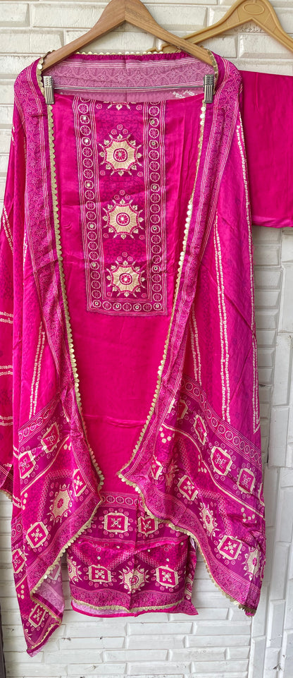Gajji silk unstitched ladies suit  Rc19288
