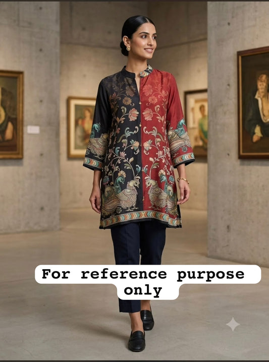 Satin crepe stitched ladies coord shirt Rc19165 (c)