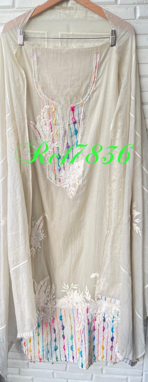 Mul chanderi unstitched ladies suit Rc17836