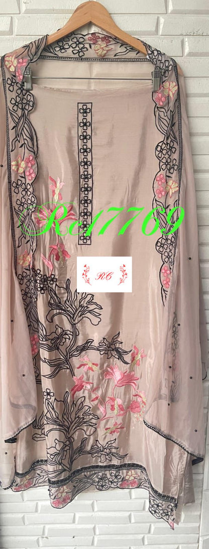 Glass organza unstitched ladies suit Rc17769