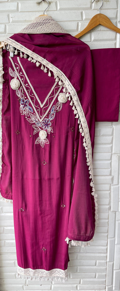 Mul chanderi unstitched ladies suit Rc17664