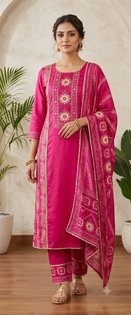 Gajji silk unstitched ladies suit  Rc19288