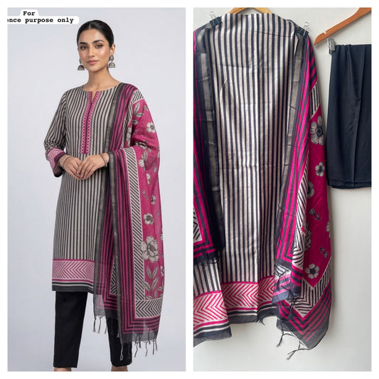 Mul chanderi printed ladies unstitched suit Rc19036 (b)