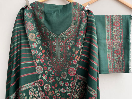 Pashmina woolen embroidered unstitched ladies suit Rc18807 (b)