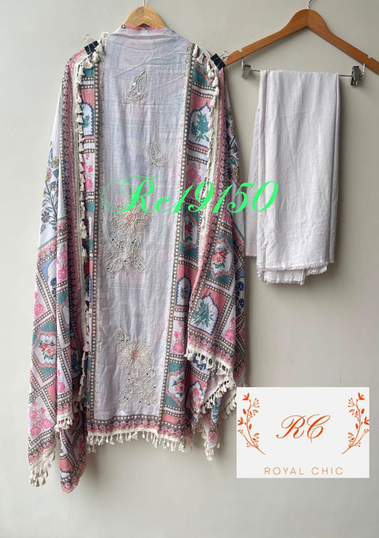 Mul chanderi printed ladies unstitched suit Rc19150 (a)