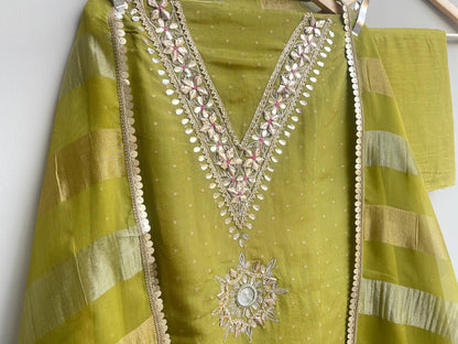 Banarasi shimmer silk unstitched ladies suit Rc17895