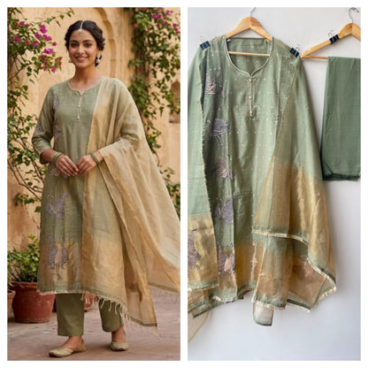 Banarasi shimmer mul chanderi unstitched ladies suit Rc19262 (b)