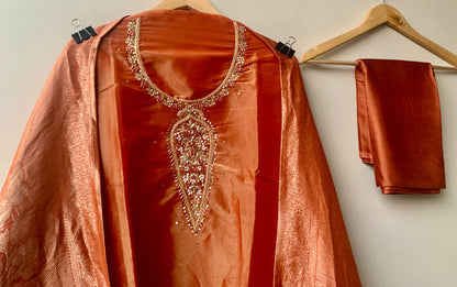 Shimmer Silk Printed Unstitched Suit Set