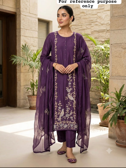 Mul chanderi unstitched ladies suit Rc19167